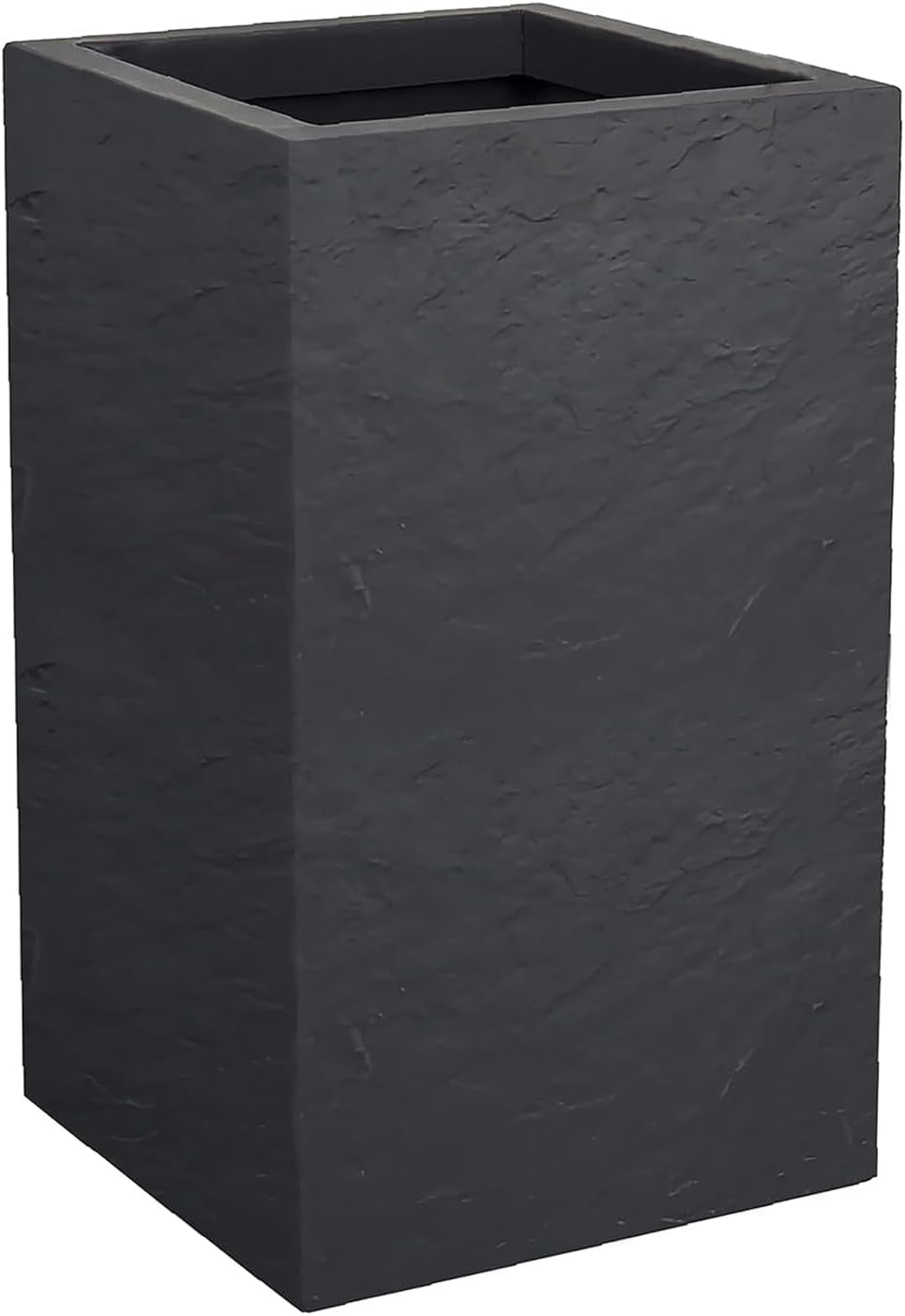Jardinera Volcania Up, cuadrada, alta, 36 l, aspecto piedra, pared simple, depósito de agua, 29,5 x 29,5 x 49,5 cm, gris antracita