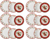 Hutschenreuther Happy Wintertime Red Christmas - Vajilla para 6 personas, porcelana, multicolor, 6 platos de desayuno, 6 platos llanos y 6 platos llanos, apto para lavavajillas y microondas