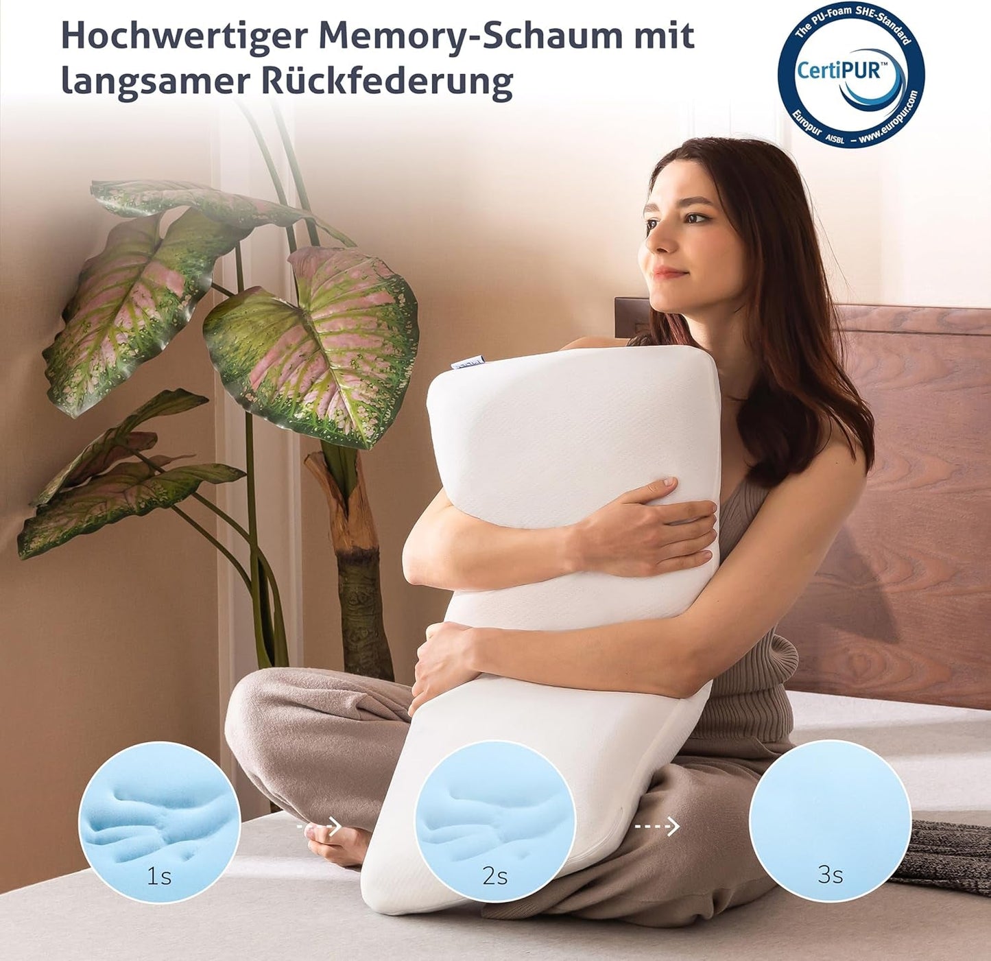 EGO HOME Almohada Viscoelástica Suave Almohada Ergonómica para Dormir Boca Arriba Almohada De Soporte Para El Cuello Con Funda Transpirable Y Lavable, Certificado Oeko-Tex, Almohada Para El Cuello 75X35Cm Perne Standard Naty Shop