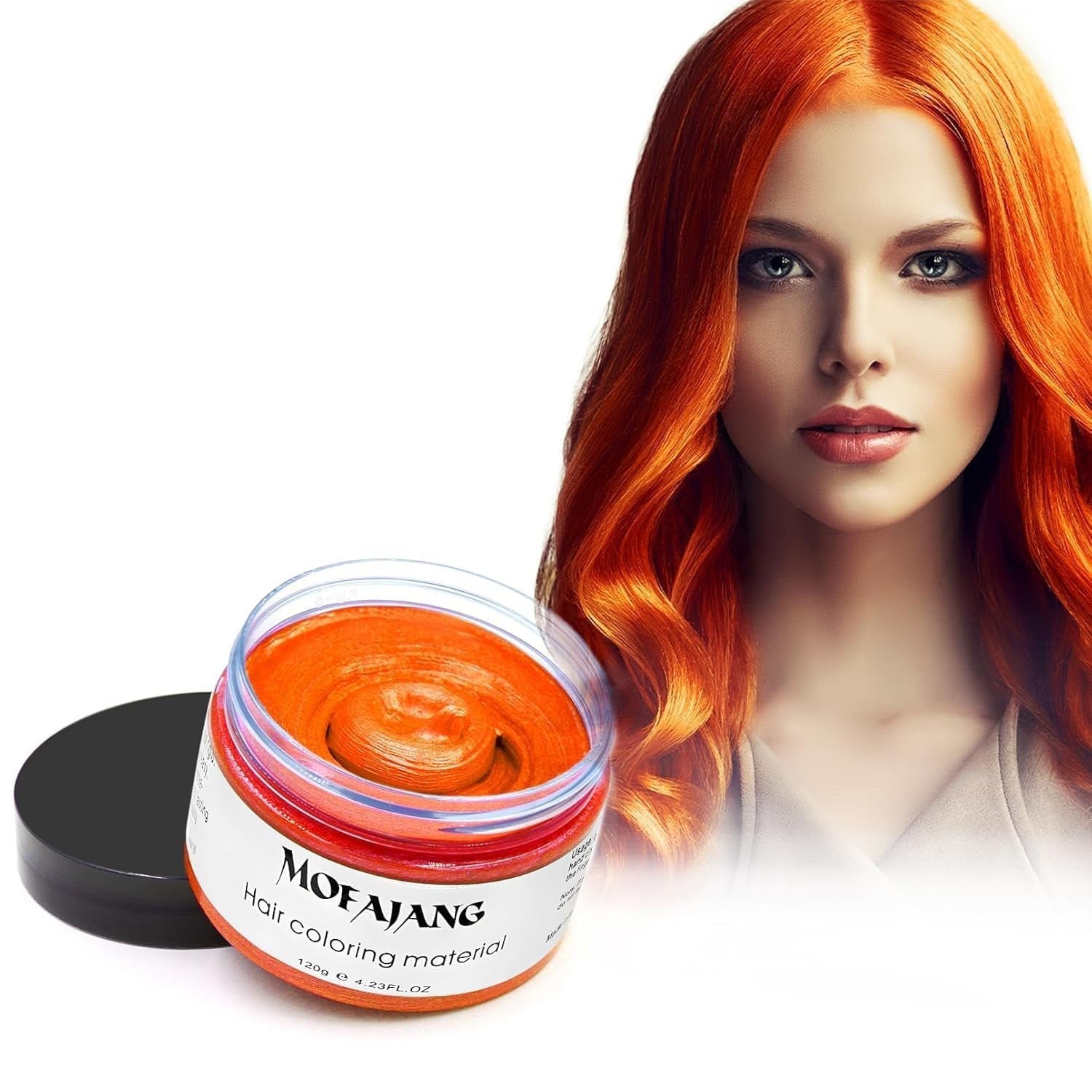 Color de cabello temporal, cera de color de 4.23 onzas para hombres y mujeres, pomada de color natural lavable, tinte para el cabello instantáneo para fiestas, cosplay, Halloween (rojo) Naty Shop Tinte para el cabello naranja 120 g (paquete de 1)