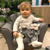 - Peluche con sonajero - Oso - 012290 - Gris - Polar - Nacimiento - Peluche - Bebé - Calmante - Blando - Lavable - 13 cm x 10 cm - Desde 0 meses Juguetes Bebé Naty Shop