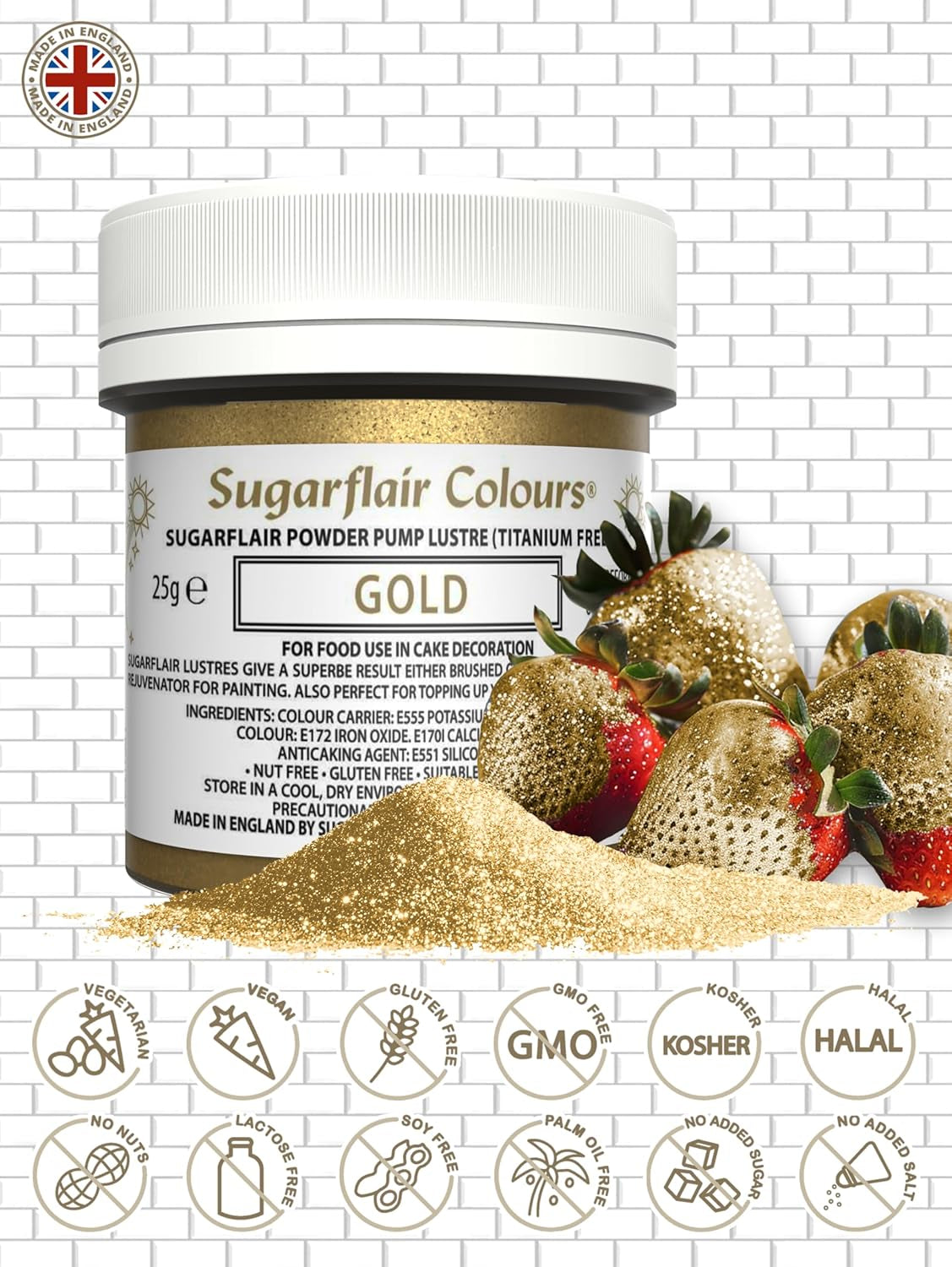 Sugarflair Pump Refill Gold - Paquete de recarga de colorantes alimentarios en spray - 25 g