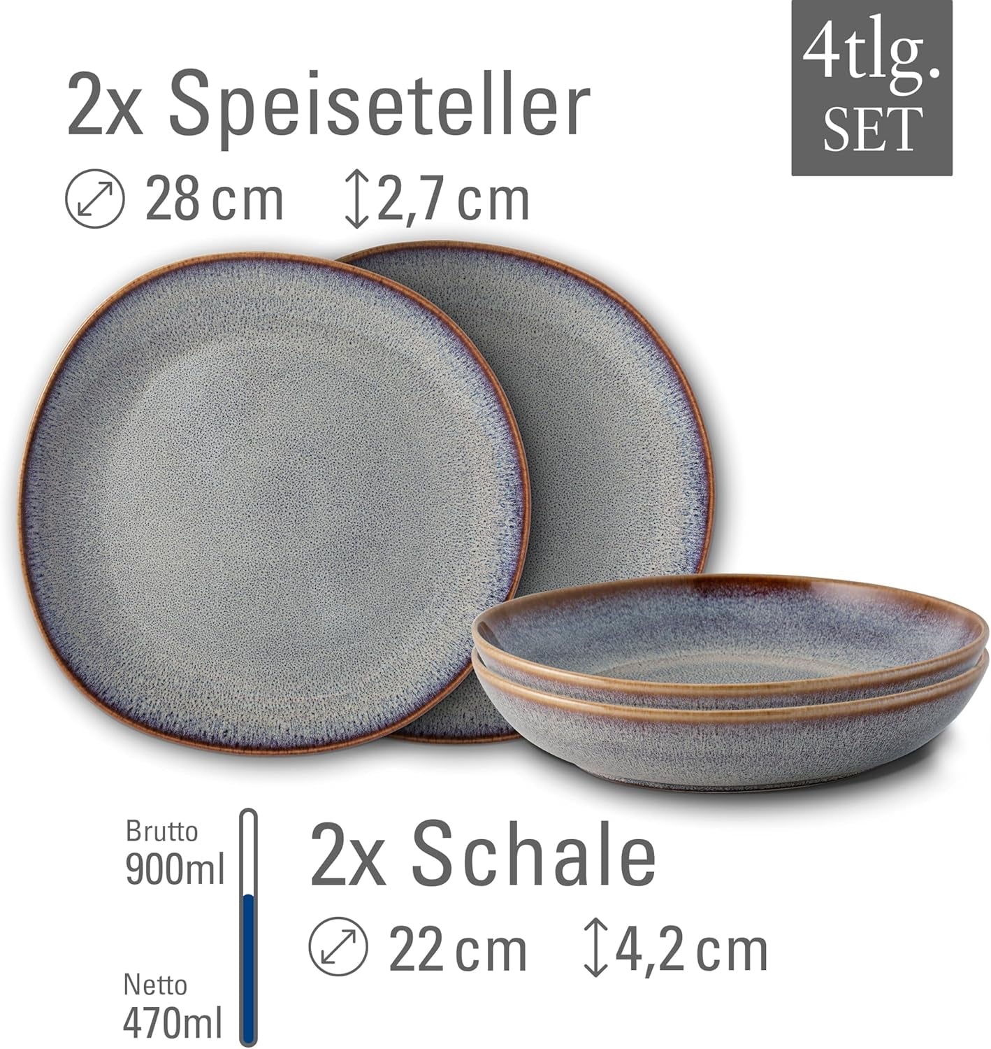 Juego de mesa Lave beige de Villeroy & Boch, 4 piezas, aprox.