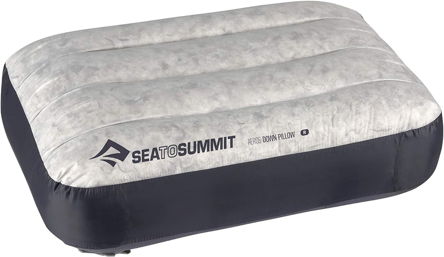 Sea to Summit - Almohada de viaje Eros Down L - Ultraligera e inflable - Material 10D - Almohada de plumón premium - Antideslizante - Para senderismo y acampada - 42 x 28 x 12 cm - Gris - 95 g Naty Shop Almohadas de viaje Regular gris