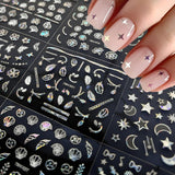 30 Blatt Aurora-Nagelkunst-Aufkleber, Selbstklebende 3D-Blumen-Nagelaufkleber, Aurora-Mond-Stern-Nagelaufkleber para Nagelkunst, Blatt-Herz-Nageldesign para bricolaje-acrílico-decoración