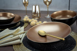 CreaTable, 23598, Serie GLAMOUR - Oro, Juego de vajilla de 16 piezas, Servicio combinado de porcelana, Apto para lavavajillas y microondas, Fabricación de calidad