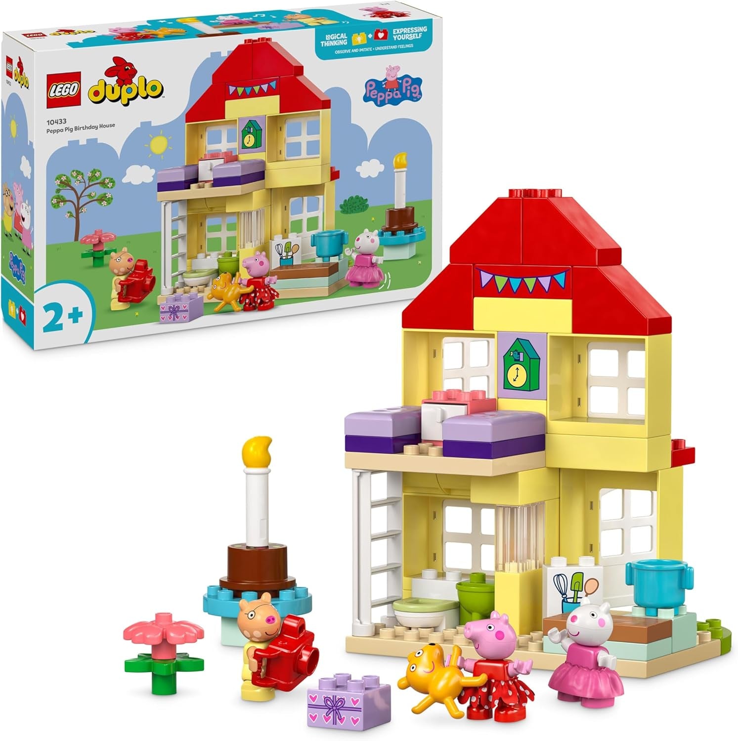 LEGO DUPLO Casa del Cumpleaños de Peppa: Juguete creativo de 3 figuras, construye y reconstruye una casa de juguete para niños y niñas de 2 años, promueve la destreza 10433 Juegos de construcción Besuche den LEGO-Store Título predeterminado