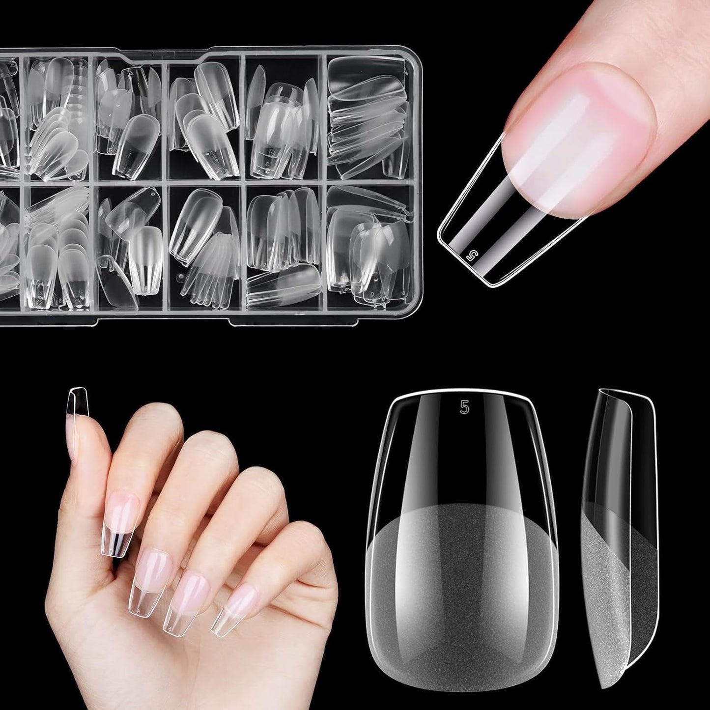 Uñas postizas cortas bailarina 120 Uds pegamento en 12 tamaños uñas artificiales cortas Gel suave cobertura completa puntas de uñas para uñas de Gel cortas S