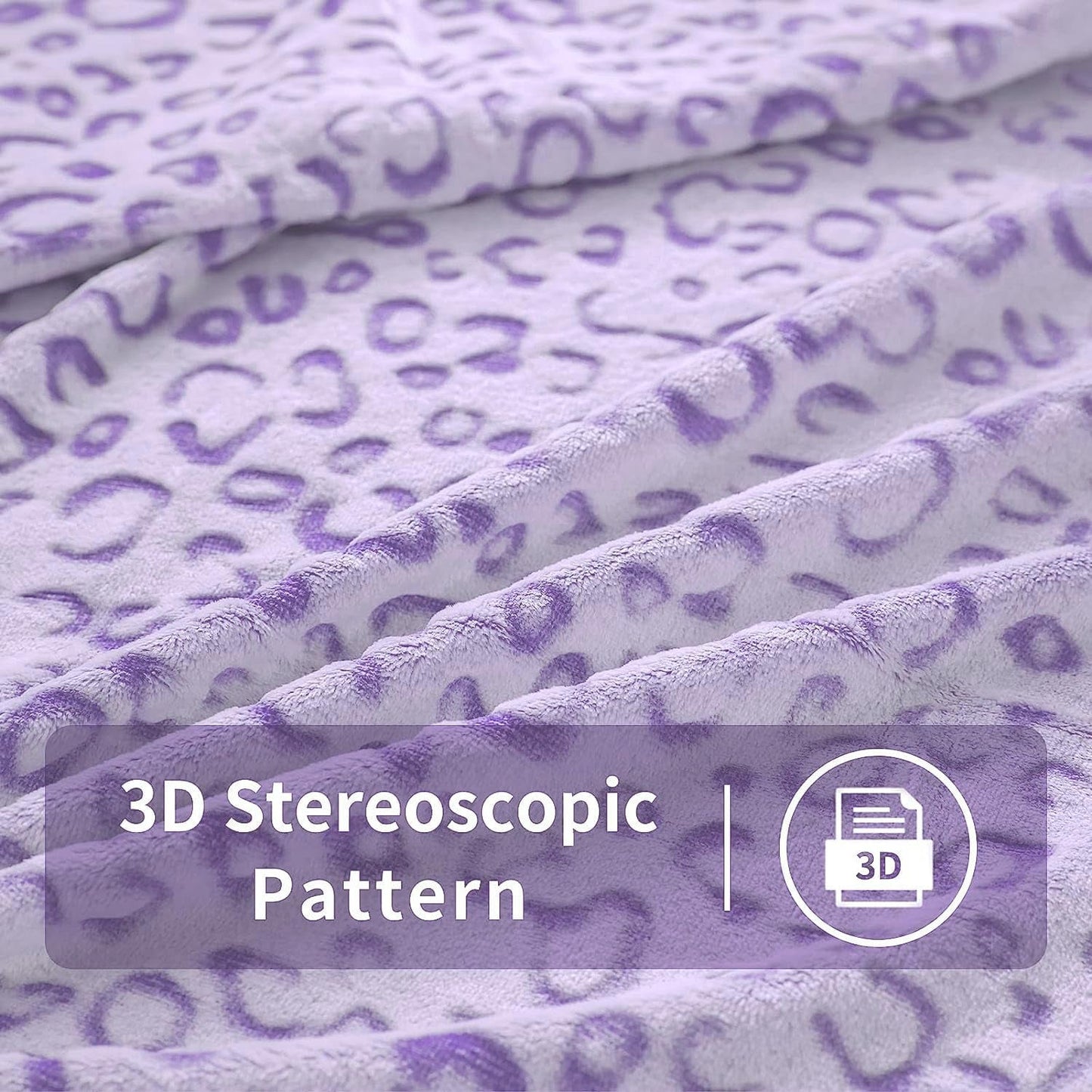 FY FIBER HOUSE Manta de Franela Polar, Manta de Microfibra con Estampado de Guepardo 3D, 228 X 274 cm, Morado Edredones y Edredones Naty Shop