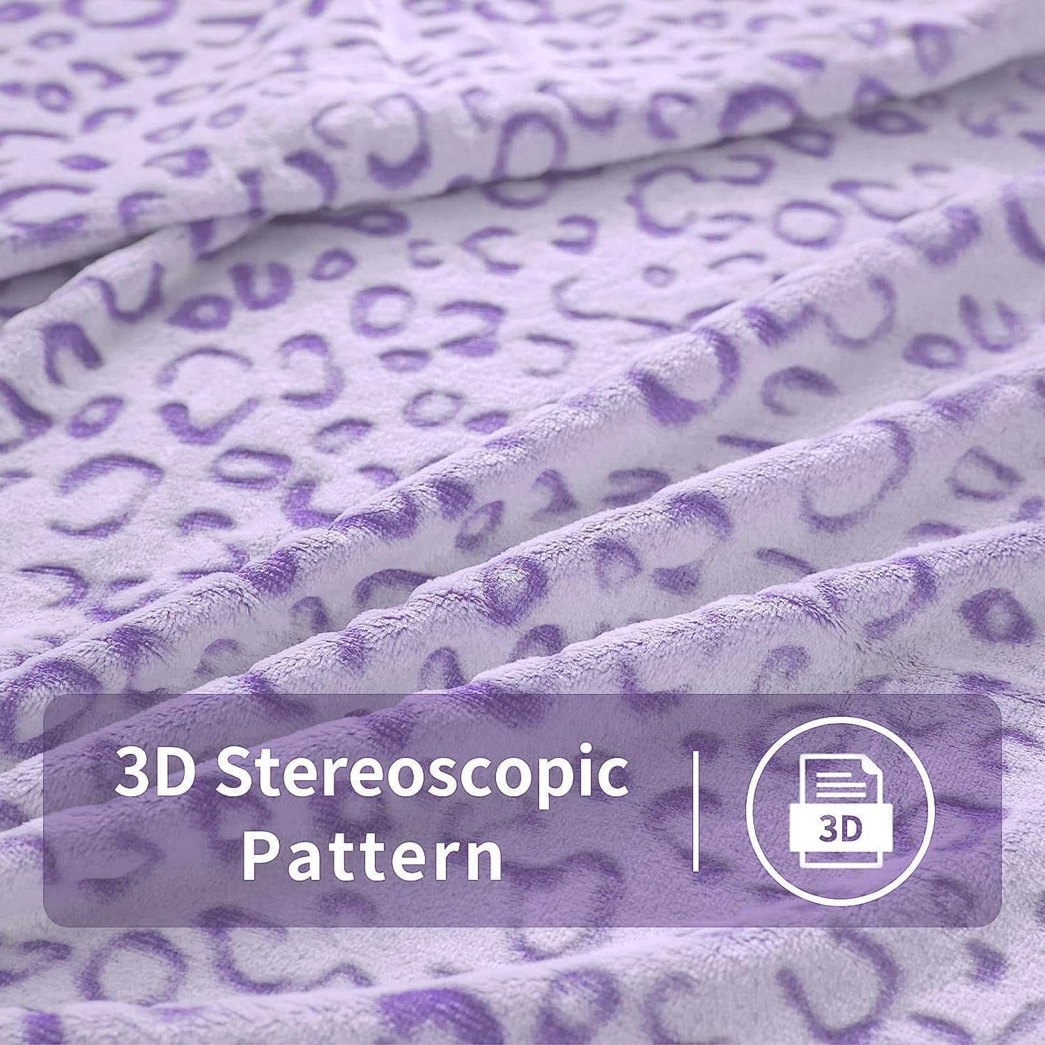 FY FIBER HOUSE Manta de Franela Polar, Manta de Microfibra con Estampado de Guepardo 3D, 228 X 274 cm, Morado Edredones y Edredones Naty Shop