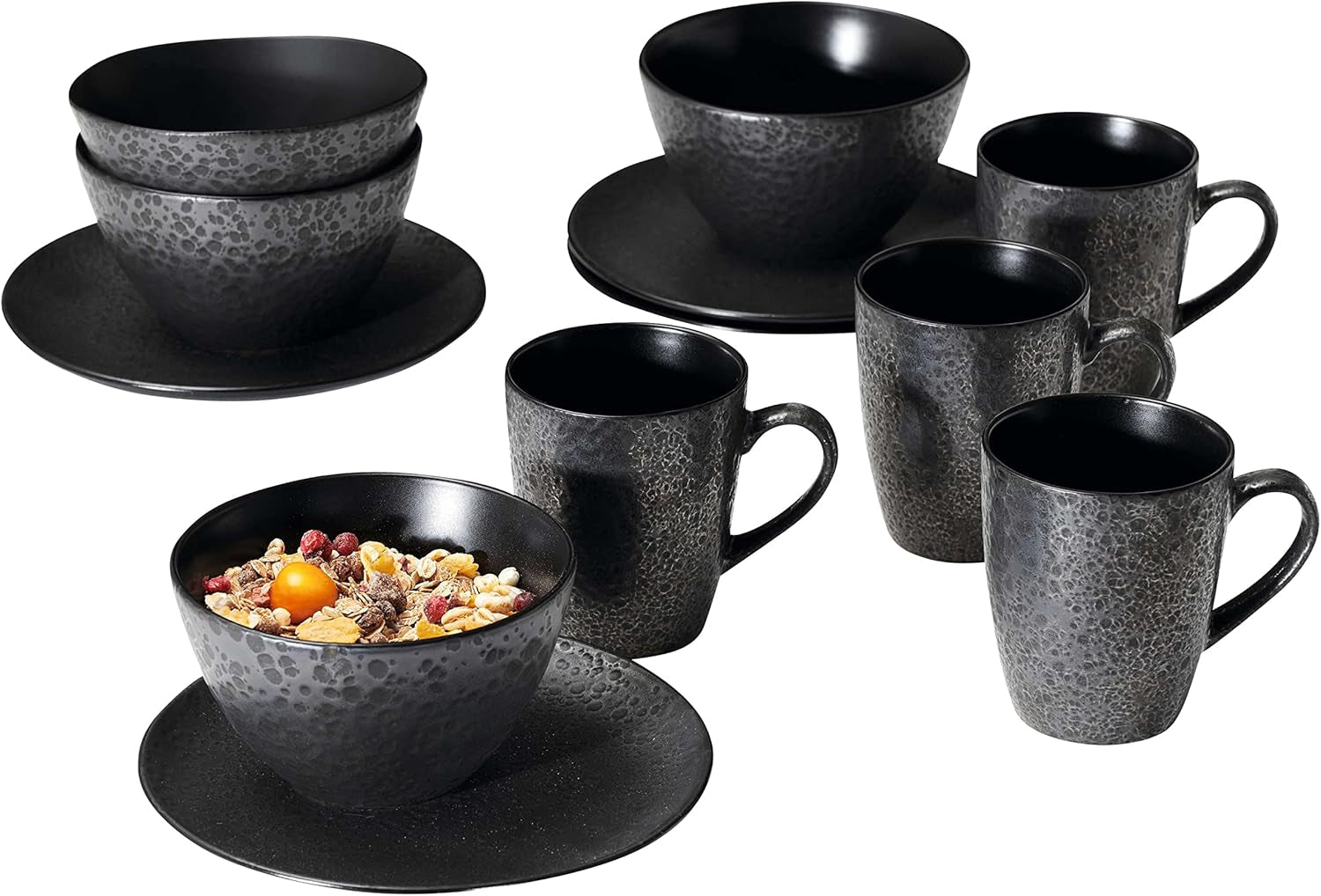 Ritzenhoff & Breker Kitwe Juego de desayuno, 12 piezas, negro