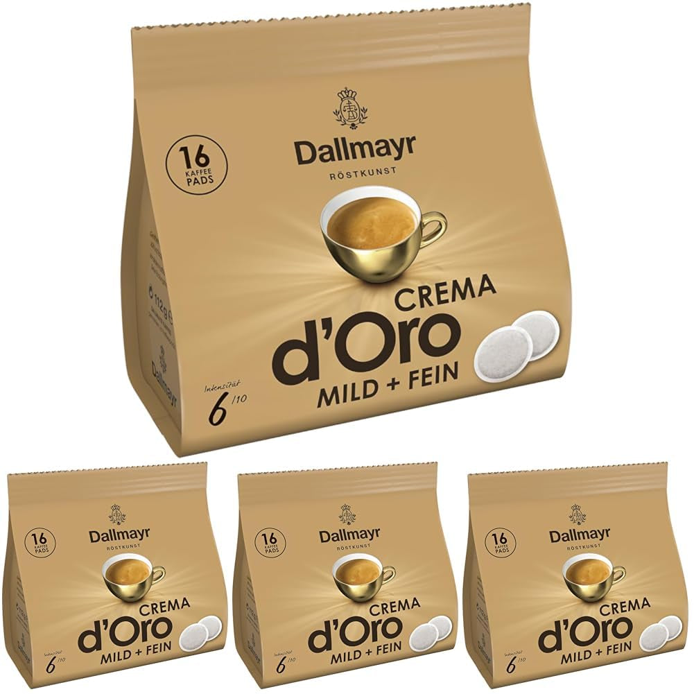 Crema d'Oro suave y fina Pads (16 Kaffee Pads) (Packung mit 4)