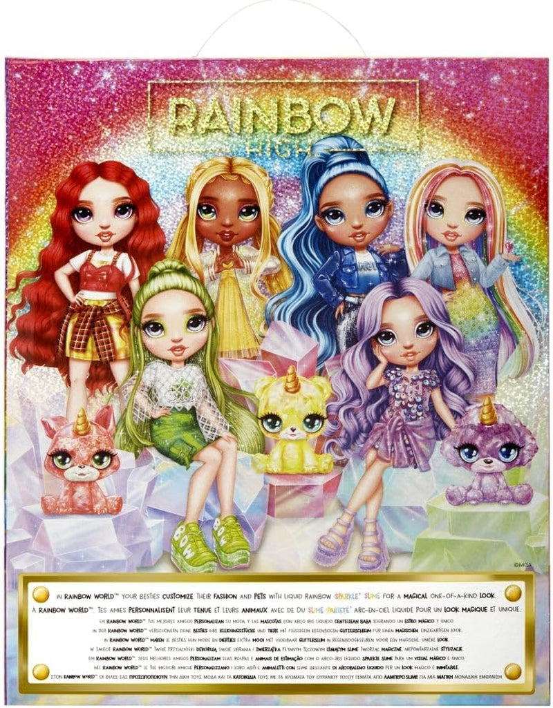 Muñeca Rainbow High Fashion con Slime y Mascota - Morado - Muñeca Glitter 28 cm con Slime Glitter, Mascota Mágica y Accesorios de Moda - Juguete para Niños - Ideal para 4-12 Años