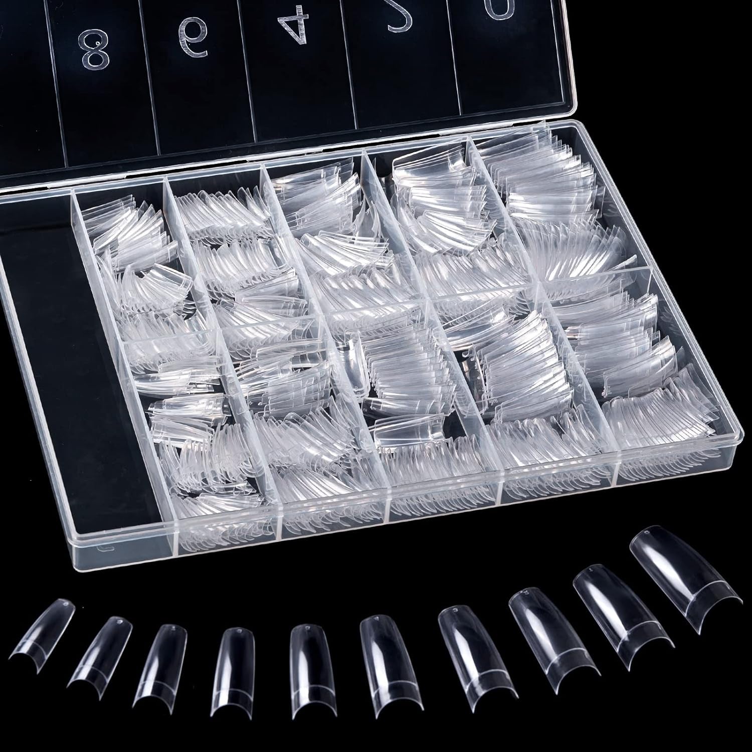 500 Uds uñas artificiales postizas naturales puntas de uñas de ataúd de arte completo para mujeres y niñas