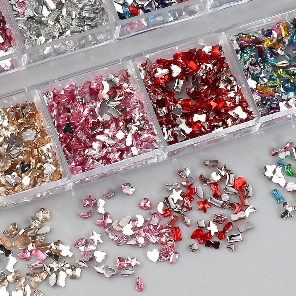 2000 piezas Bunte Strasssteine ​​​​Nägel Glitzersteine ​​​​Accesorios para uñas Nailart Edelsteine ​​​​Nagel Steine ​​​​Glitzer Steine ​​​​Nagel Charms Nägel Zubehör Kristalle Diamant Nageldesign Strass Nail Art Rhinestones Gemas para uñas
