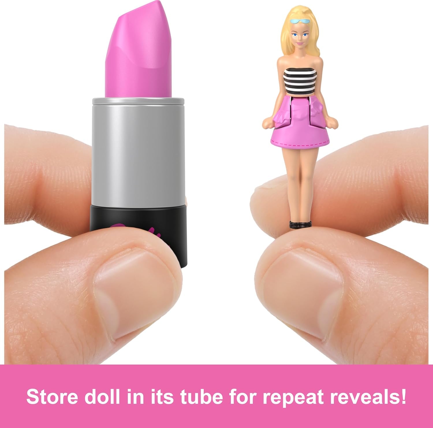 Barbie Mini Barbieland Juego de 5 muñecas Fashionistas, Aprox. Juego de colección sorpresa de minimuñecas de 3,8 cm de altura con fundas de lápiz labial (los estilos pueden variar), JBD26 Naty Shop Dolls