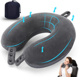 TALLGO Almohada de Viaje para el Cuello, La Mejor Almohada de Avión de Espuma Viscoelástica para Reposacabezas, Almohada Suave Ajustable para Avión, Coche y Hogar, Almohadas Ortopédicas Cervicales Rosa Naty Shop Gris Estándar