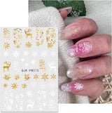JMEOWIO Nagelsticker Weihnachten 10 Blatt Nail Art Sticker Selbstklebend Nagelaufkleber Glitter Schneeflocke Navidad Invierno Urlaub Oro Decoración Nageldesign Zubehör