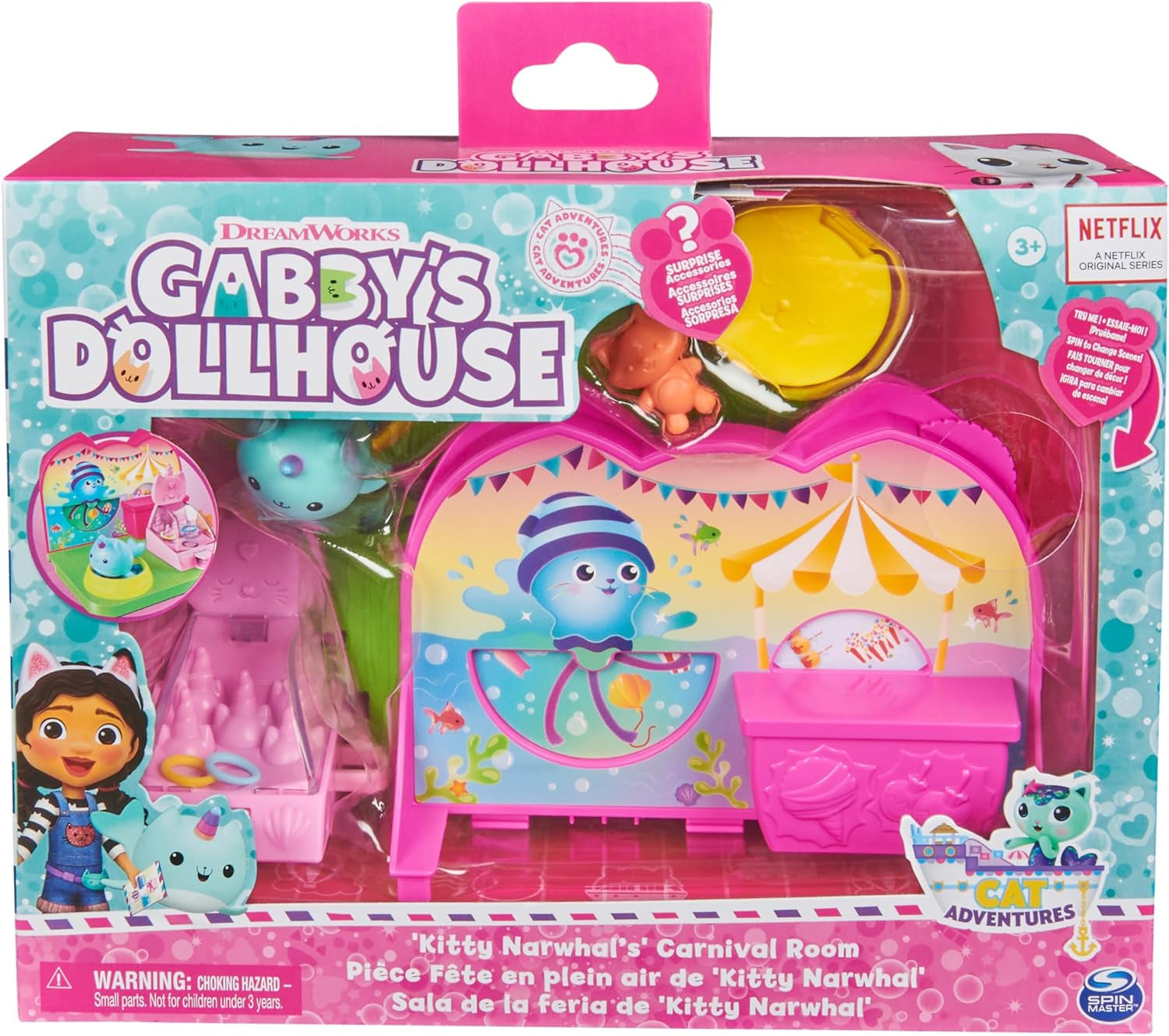 DREAMWORKS GABBY'S DOLLS HOUSE - Juego de habitación de lujo, sala de fiesta Kitty Narwhale, muebles y accesorios temáticos, a partir de 3 años