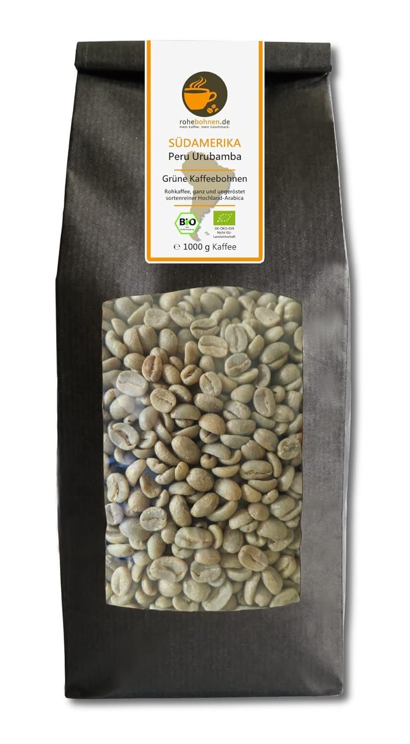 Café crudo orgánico - Café verde Perú Urubamba (granos de café verde 1000g) - Certificado GMP