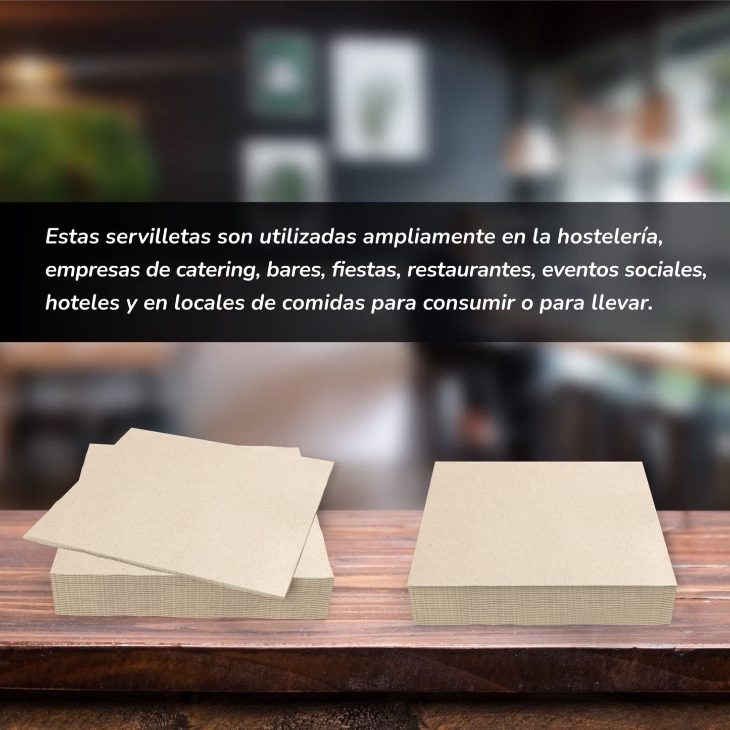 - 600 piezas de Servilletas cocktail Bio Eco - Color Natural - 100% Reciclable - Micropunto - 10 X 10 Cm (Plegada) y 20 X 20 Cm (Desplegada)