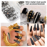 Mini Metall Nieten Punk Nail Charms Gold Silber Strasssteine ​​​​Nägel Charm Kegel Spikes Nagelschmuck Glitzersteine ​​​​Nail Art Studs Nagel Steine ​​​​Legierung Nagelanhänger Rhinestones Nageldesign Zubehör