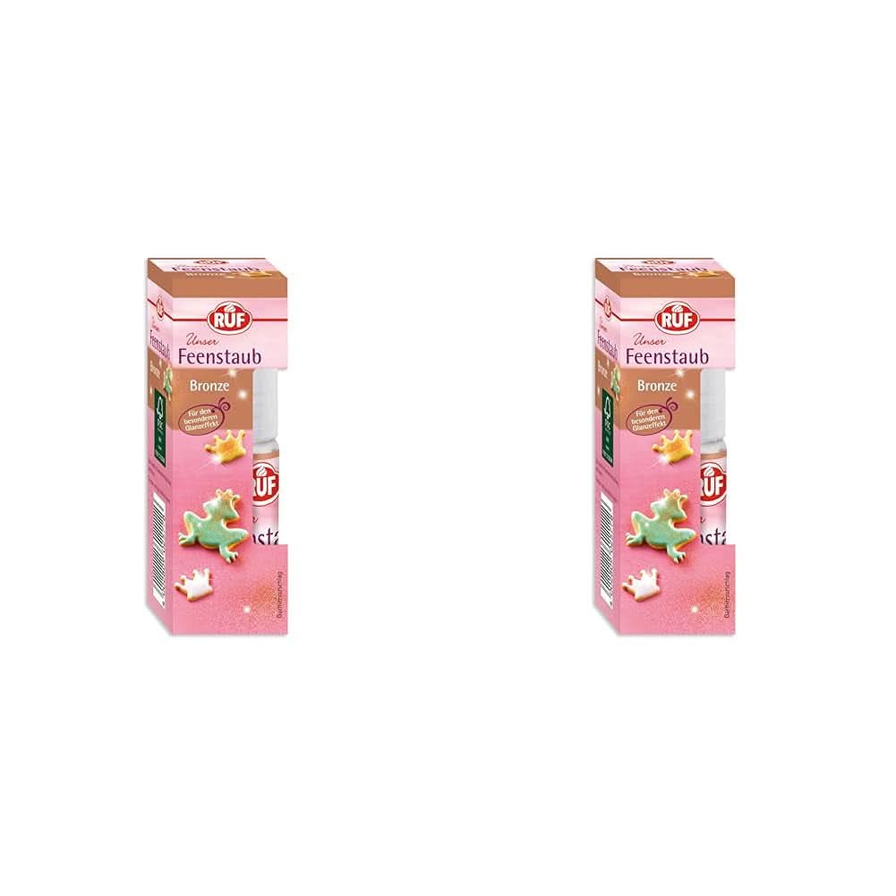 RUF Fairy Dust Polvo de purpurina comestible en botella pulverizadora con bomba, 10 gramos, Sprinkles Naty Shop Bronce 2 x 10 gramos