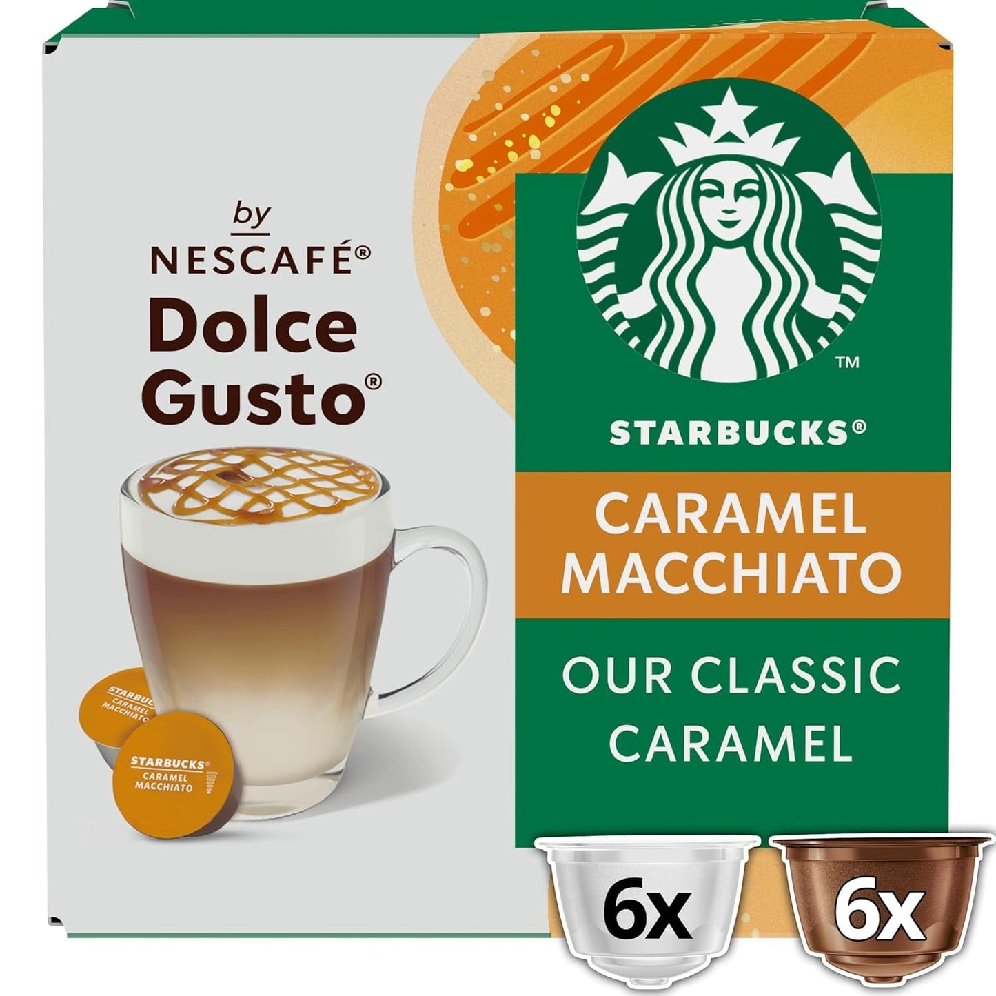 STARBUCKS Caramel Macchiato de Nescafé Dolce Gusto Kaffeekapseln 6 x 12 (72 Kapseln)
