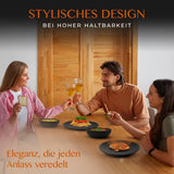 Vajilla de Gres de 12 Piezas - Línea Prairie - Diseño Elegante en Tonos Marrón/Negro, Juego de 4 Platos Llanos, 4 Platos de Postre y 4 Platos Llanos/Colección Premium