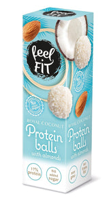 Bombones de coco con almendras sin azúcar, siéntete FIT, sin azúcares añadidos, 17% proteína, 63 g