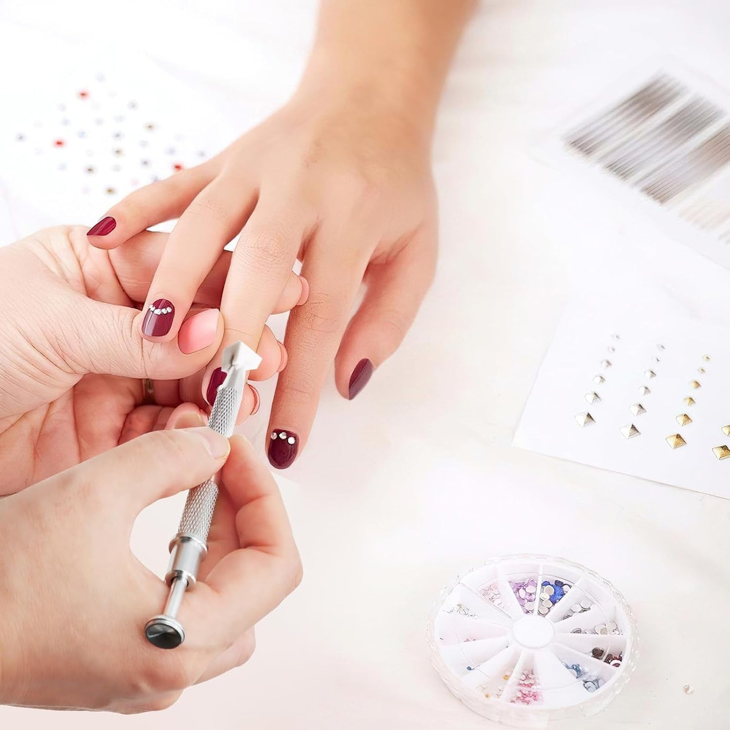 KASURE 300 piezas Nail Art Schwamm, Metall Mit Greifer Nagel Pinsel, Nageldesign Zubehör Für Nail Art, Schwammpinsel Für Farbverlaufs-Nageldesign