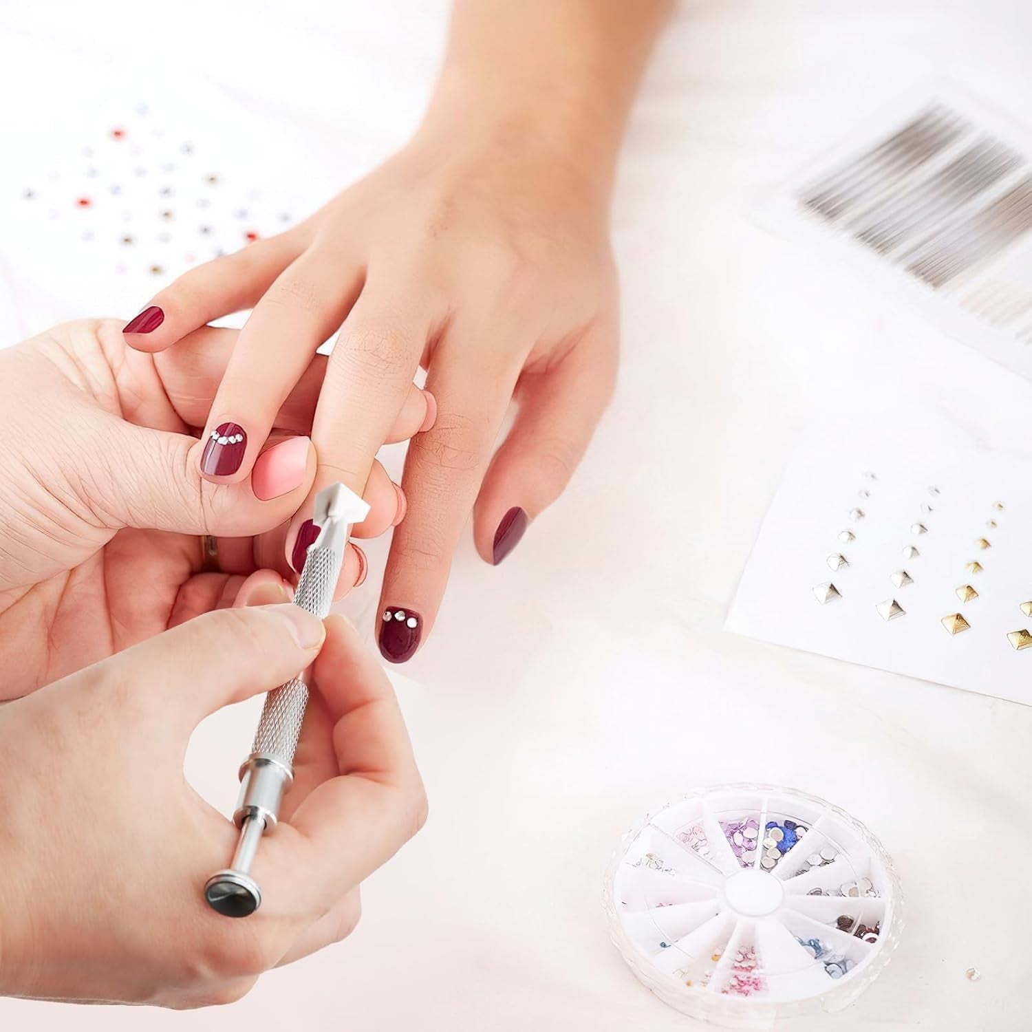 KASURE 300 piezas Nail Art Schwamm, Metall Mit Greifer Nagel Pinsel, Nageldesign Zubehör Für Nail Art, Schwammpinsel Für Farbverlaufs-Nageldesign