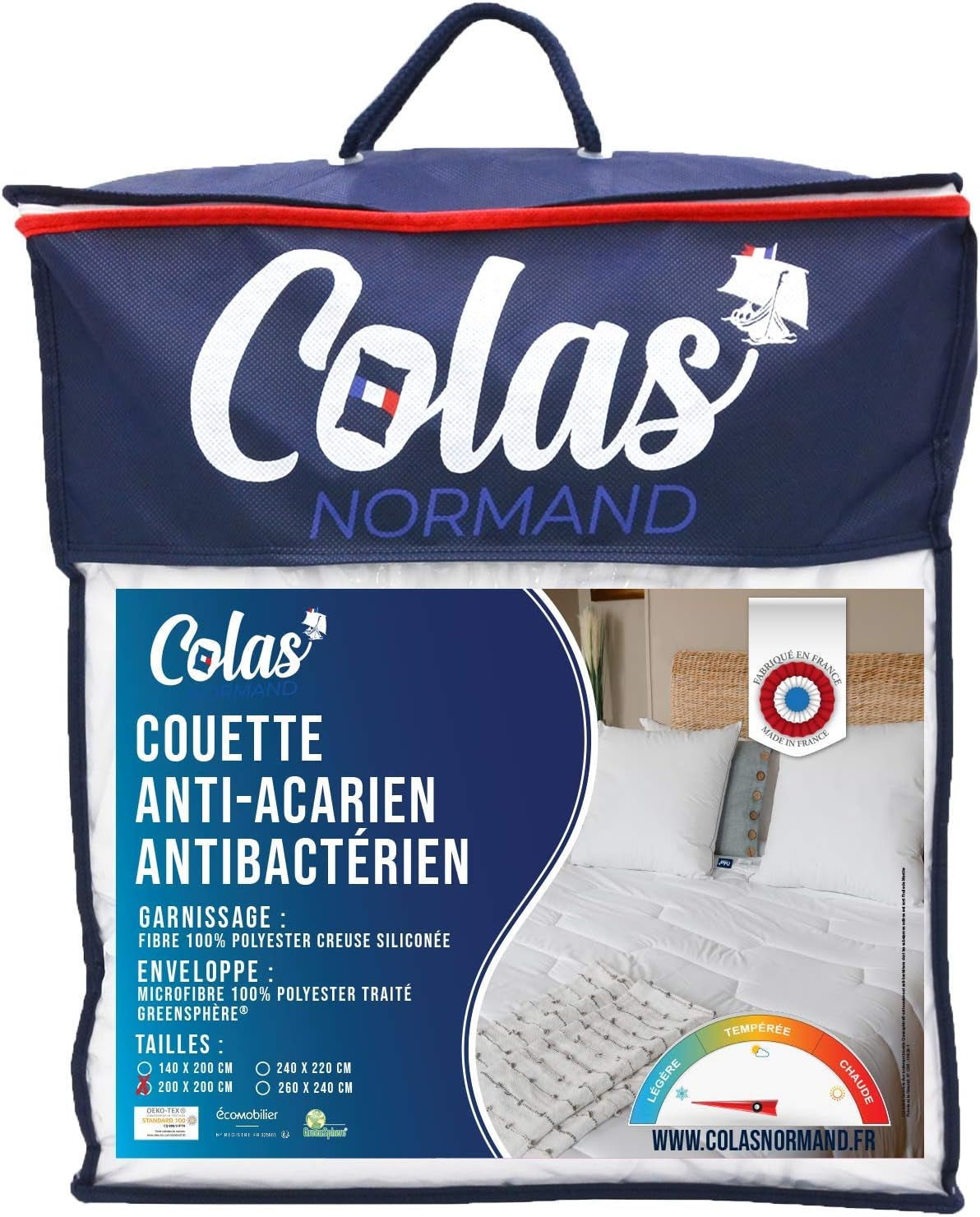 COLAS NORMAND Edredón nórdico antiácaros y antibacterias, ligero, 200 X 200 cm, efecto duradero, higiene perfecta, microfibra, suave y confortable, lavable, francés, blanco 53130248 Naty Shop Edredones y edredones Default Title