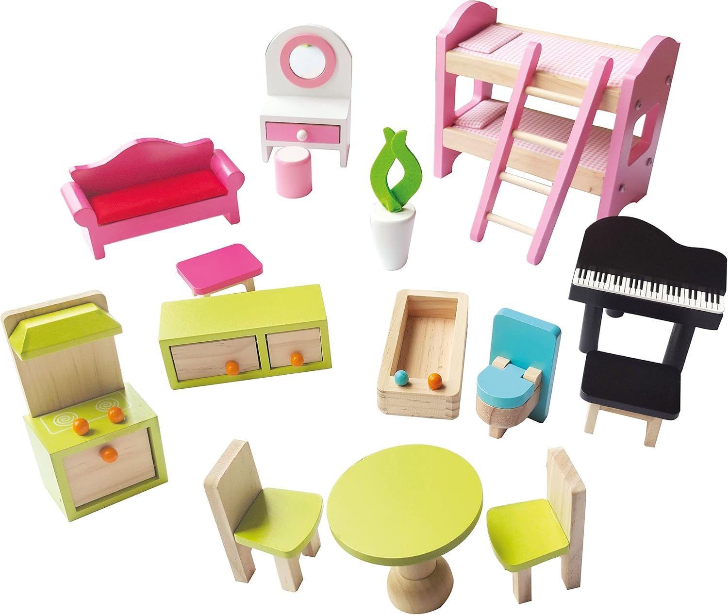 Bino World of Toys Casa de muñecas con balcón, Juguete para niños a partir de 3 años, con 3 plantas, escaleras, 4 habitaciones y balcón incl. 15-TLG. Accesorios, Para fomentar las habilidades de los niños, Diseño rosa Naty Shop casas de muñecas