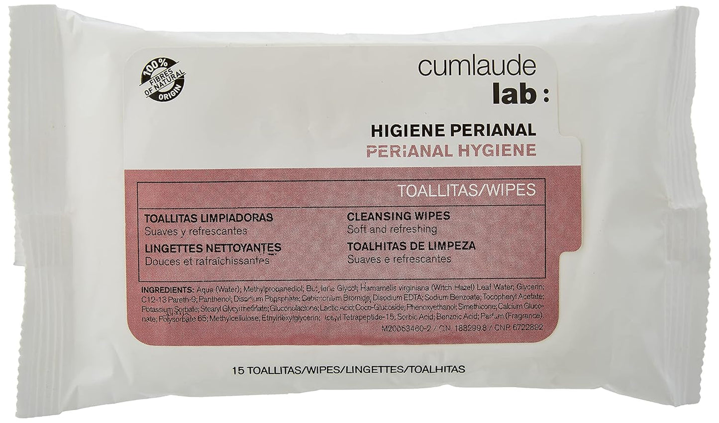 Lab - Toallitas Perianales, Toallitas limpiadoras húmedas para la higiene perianal, Provitamina B5, hidratantes, hipoalergénicas, sin parabenos ni alcohol, dermatológicamente probadas - 15 piezas