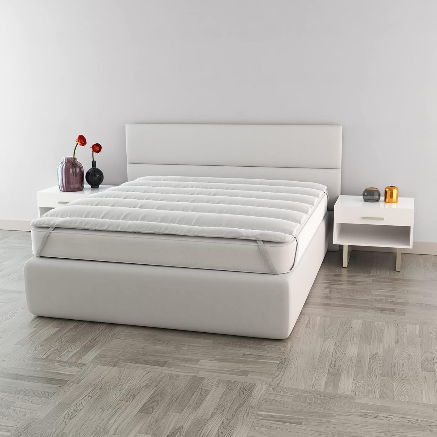 Italian Bedding Elegante Topper Acolchado, Blanco, Edredones y Edredones de Matrimonio Naty Shop 160X195