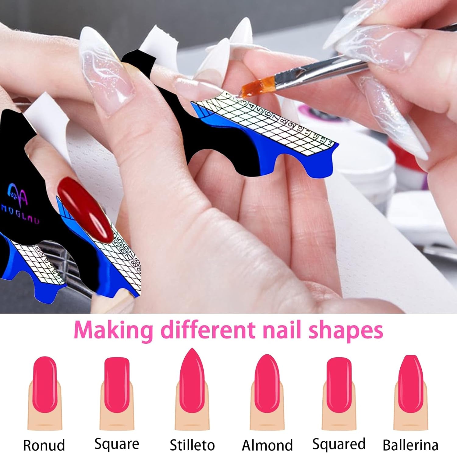 ® 100 Plantillas de Uñas y 1 Hoja de 24 Discos Adhesivos Transparentes para Uñas, Plantillas de Extensión de Uñas, Plantillas de Extensión de Uñas de Gel Autoadhesivas, Accesorios para Uñas Artificiales