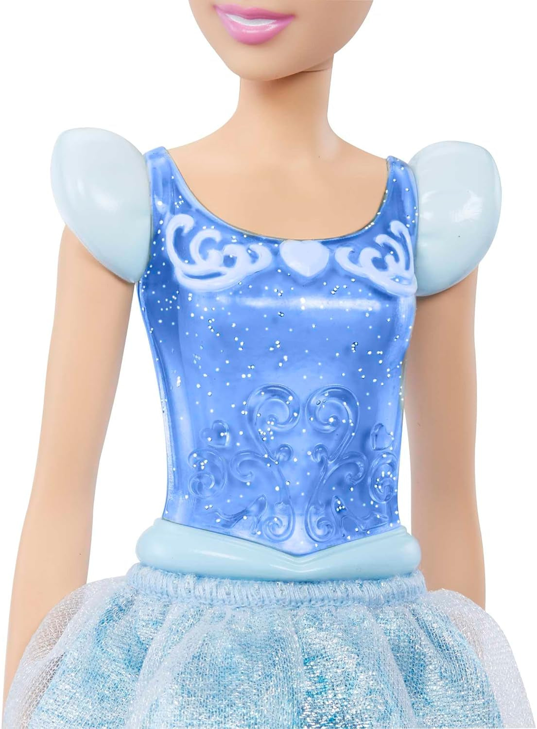 Mattel Muñeca móvil Cenicienta Princesa DISNEY con vestido brillante, zapatos y tiara desmontables, cabello peinable para divertirse en la peluquería, a partir de 3 años, HLW06 Naty Shop Dolls