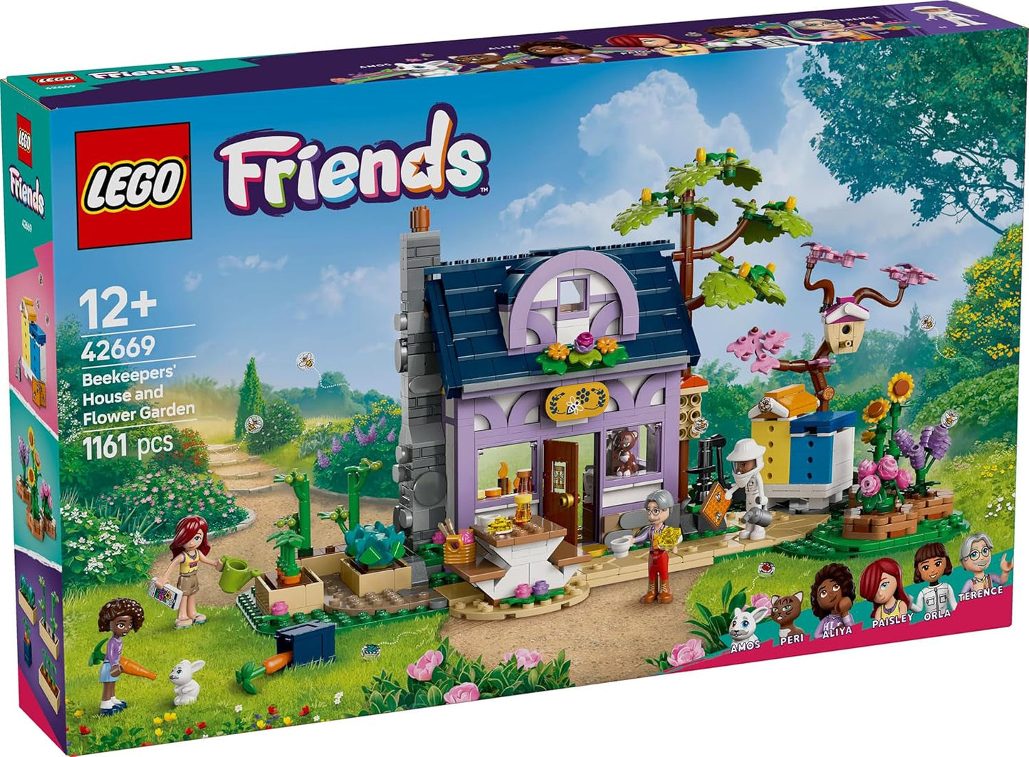 LEGO Friends Casa y jardín de flores Set de construcción El Apicultor Set de juego natural Regalo para niñas mayores de 12 años Set de modelos para construir 4 minifiguras y figuras de animales Gato y conejo 42669 Juegos de construcción Besuche den LEGO-Store