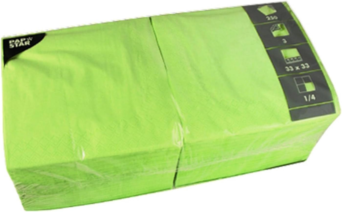 250 servilletas de 3 capas, pliegue 1/4, 33 cm x 33 cm, verde manzana