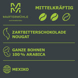 Martermühle Mexiko Bio Espressobohnen entkoffeiniert 1kg mittelkräftig I Arábica I Sabor: Turrón, Zartbitterschokolade I Ganze Bio Espresso-Bohnen schonend geröstet, säurearm