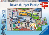 Ravensburger Puzzle para niños - 07574 Policías y bomberos - Puzzle para niños a partir de 3 años, con 2X12 piezas Puzzle Naty Shop Azul, blanco