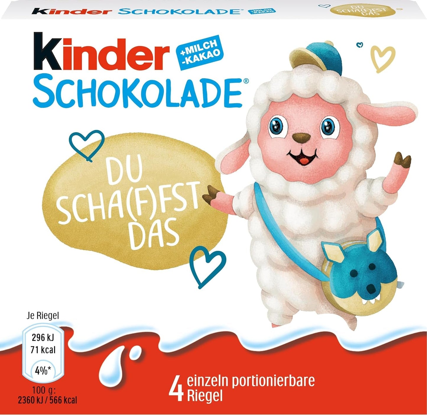Chocolate Kinder (20 x 50 g) - Regalo de San Valentín para él y ella, dulces de Carnaval y Mardi Gras - Barras de chocolate con leche rellenas - 20 paquetes de 4 barras individuales cada uno