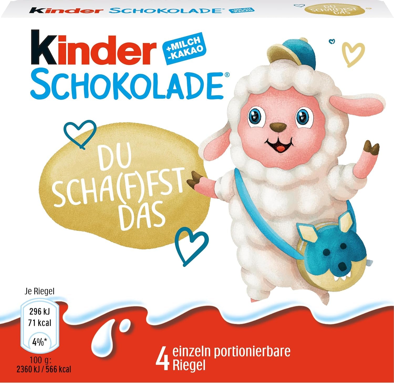 Chocolate Kinder (20 x 50 g) - Regalo de San Valentín para él y ella, dulces de Carnaval y Mardi Gras - Barras de chocolate con leche rellenas - 20 paquetes de 4 barras individuales cada uno