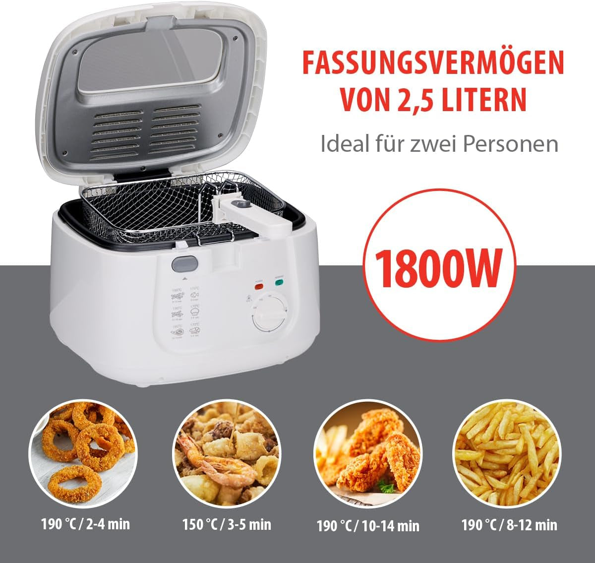 Freidora Alpina 2,5L DF-165, 1800W - Temperatura regulable hasta 190°C Electrodomésticos Naty Shop