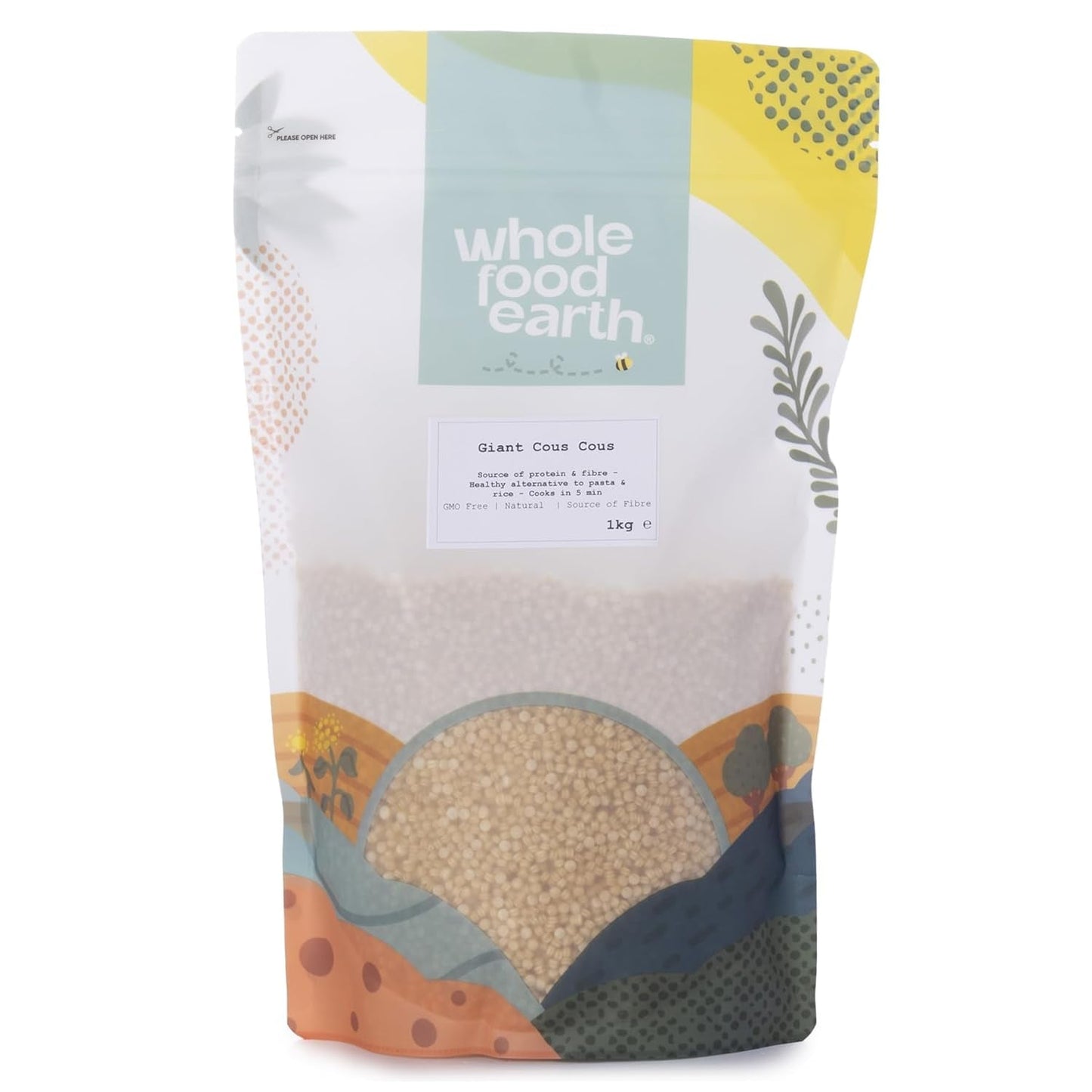 Cuscús gigante Wholefood Earth 1kg | Sin OGM | Naturales | Fuente de fibra