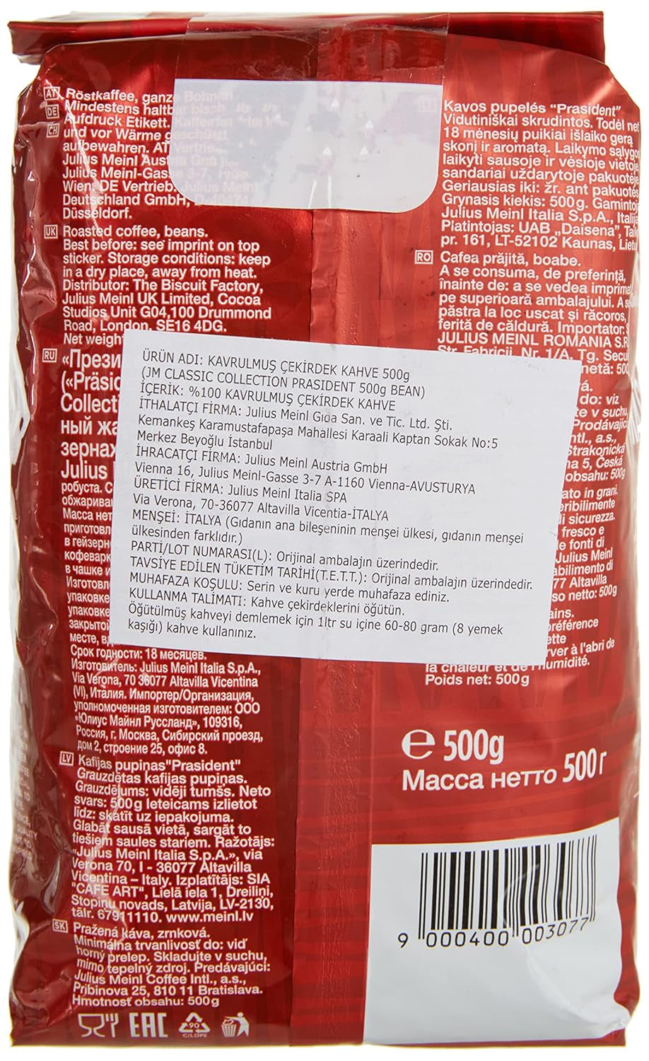 Frijoles enteros President, paquete de 2 (2 x 500 g)