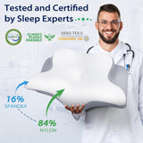 HOMCA Almohada para el cuello, almohada ergonómica de espuma viscoelástica, funda de almohada de enfriamiento 3D para posición supina, lateral o prona, 62 x 41 x 9,5/12,5 cm Almohadas ortopédicas cervicales Naty Shop