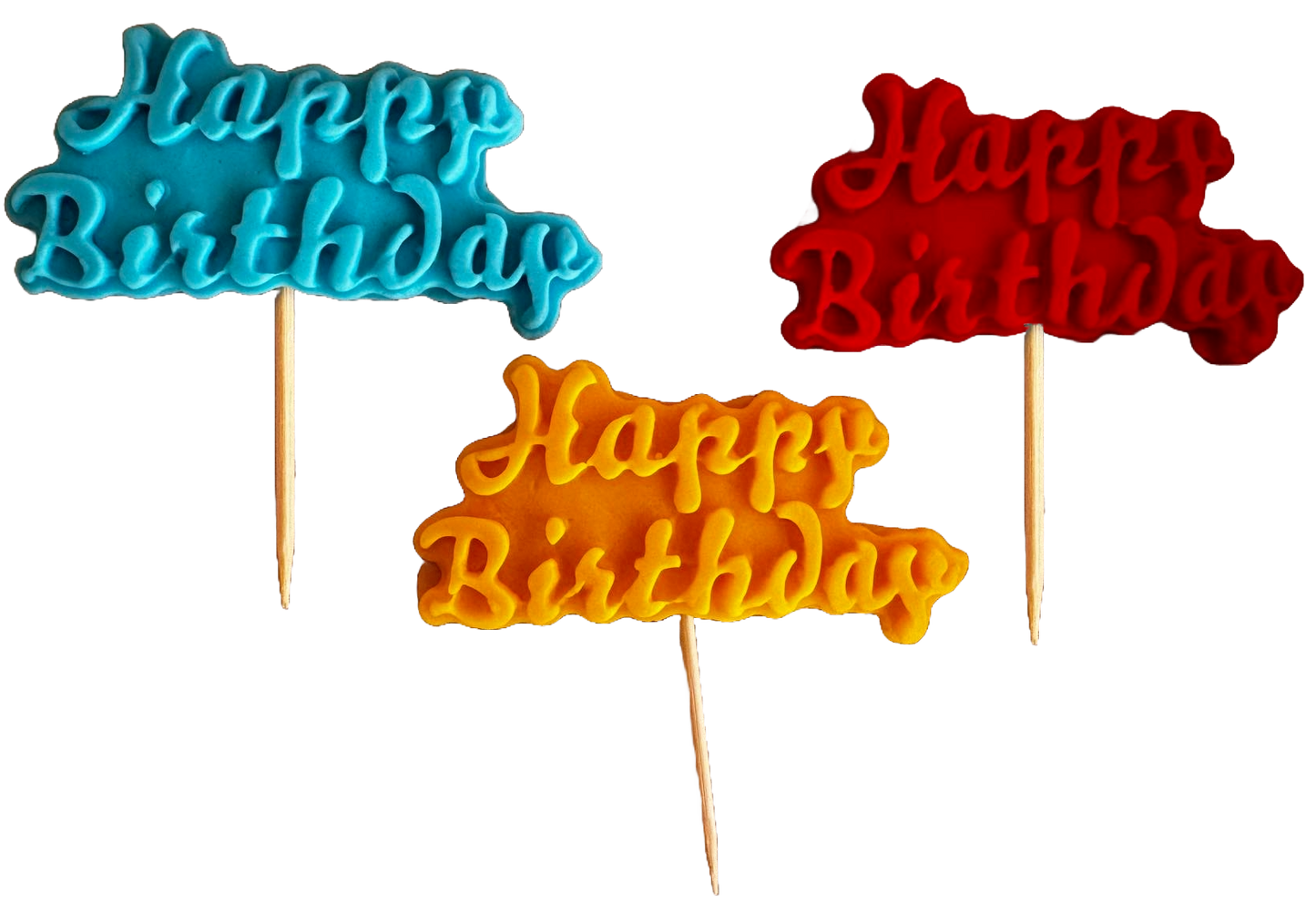 Set de 3 adornos comestibles de pasta de azúcar, Feliz Cumpleaños Decoraciones de Pasta de Azúcar Naty Shop