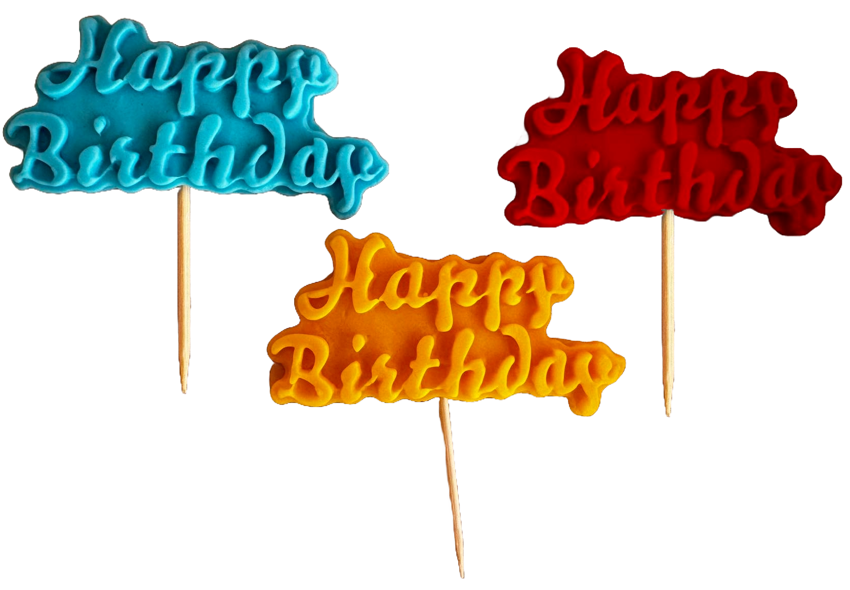 Set de 3 adornos comestibles de pasta de azúcar, Feliz Cumpleaños Decoraciones de Pasta de Azúcar Naty Shop